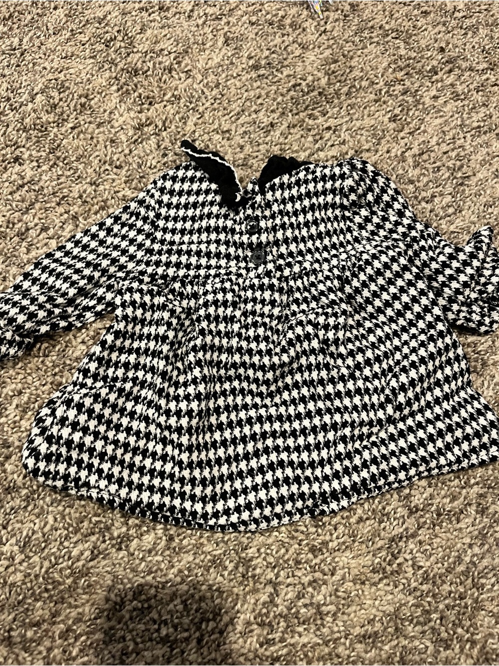 wonder nation Black & White Houndstooth Long Sleeve Blouse